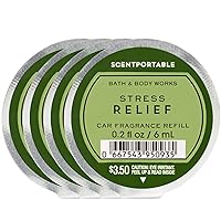 Bath and Body Works 4 Pack Scentportable Fragrance Refill Stress Relief Eucalyptus Spearmint. 0.2 Oz each.