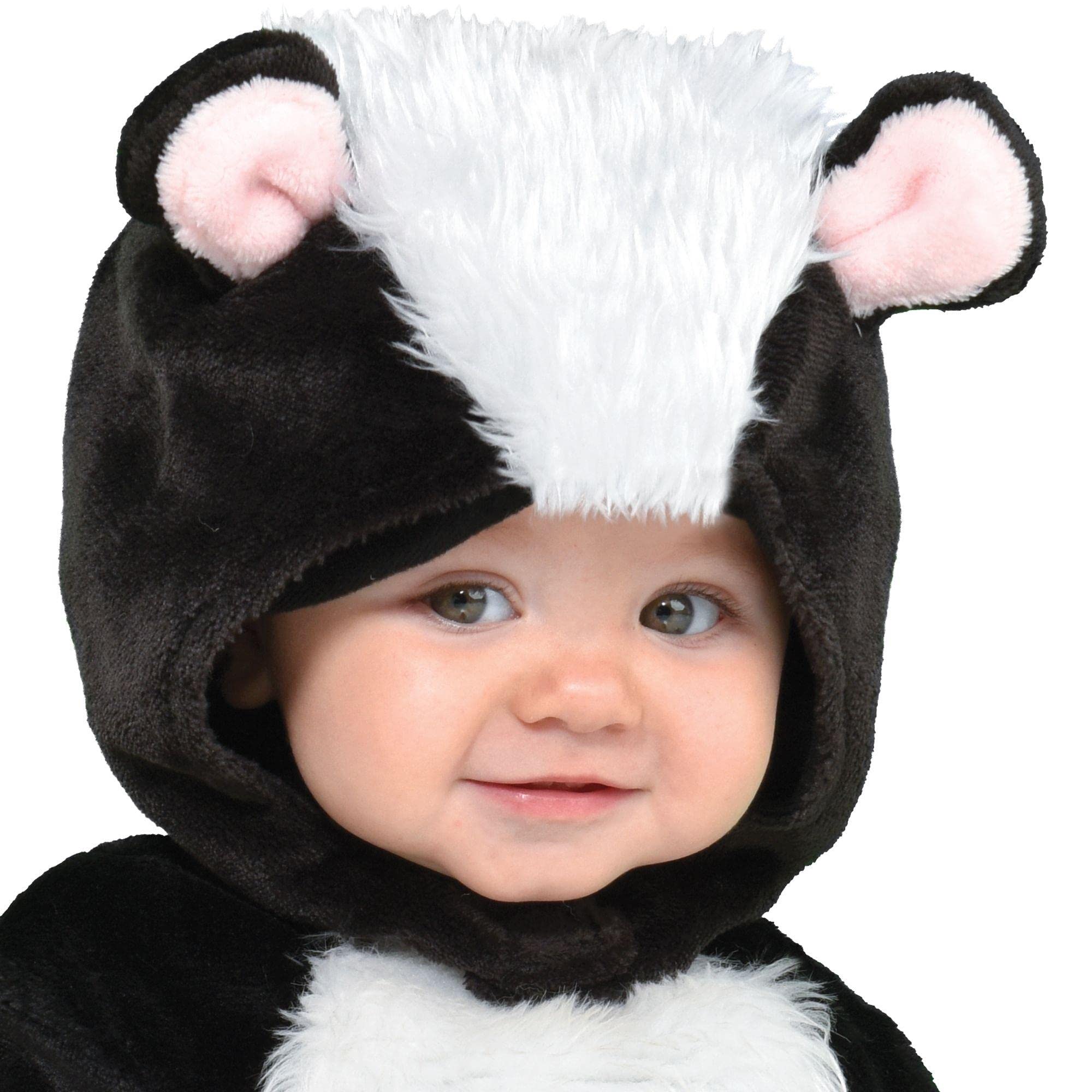 amscan Baby Skunk Hooded Jumpsuit - 6-12 Months -Black And White - 1 Pc