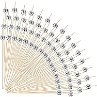 200 Pcs Disco Ball Cocktail Picks Party Decor with Silver Bamboo Toothpicks Stirrers Skewers Sticks for Appetizers Cupcakes Party Supplies for Christmas, Wedding, and Birthday Decorations