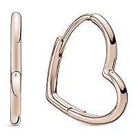 PANDORA Asymmetrical Heart Hoop Earrings - Minimalist Hoop Earrings - Stunning Women's Earrings - Great Gift for Her - 14k Rose Gold