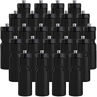 50 Strong Bulk Water Bottles | 24 Pack Sports Bottle | 22 oz. BPA-Free Easy Open with Pull Top Cap | Made in USA | Reusable Plastic Water Bottles for Adults & Kids | Top Rack Dishwasher Safe