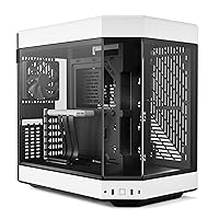 Y60 Modern Aesthetic Dual Chamber Panoramic Tempered Glass Mid-Tower ATX Computer Gaming Case with PCIE 4.0 Riser Cable Included, White (CS-HYTE-Y60-BW)