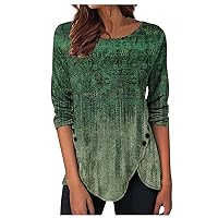 Womens Button Down T Shirt V-Neck 3/4 Sleeve Tunic Tops Quater Sleeve Dressy Holiday Tees 2024 Spring Tunic Blouses