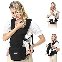 Baby Carrier with Hip Seat, Front and Back Carry Baby Carrier for Men Dad Mom,Newborn to Toddler,All-Position,6-in-1 Ways to Carry, Baby Carrier with Adjustable Strap Buckle,Ergonomic,7-45lb