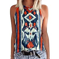 Sports Crop Tank Tops for Women Womens Casual Crewneck Sleeveless Print Tank Tops Summer Casual Loose Fit Basic