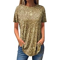 Short Sleeve T Shirts,Women's Fashion Casual Round Neck Floral Printed Short Sleeve Pullover T-Shirt Top Basic Shirts