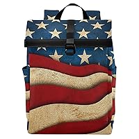 ALAZA Creative American Flag 3D Large Laptop Backpack Purse for Women Men Waterproof Anti Theft Roll Top Backpack, 13-17.3 inch