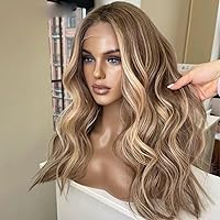 Highlight Blonde Body Wave Human Hair Wigs For Women Glueless Wig HD Lace Front Wig Blonde Pre Plucked Hair Wigs #4/613 Color Brazilian Remy Hair Wig 150% Density Bleached Knots 16Inch