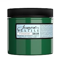Jacquard Fabric Paint for Clothes - 8 Oz Textile Color - Emerald Green - Leaves Fabric Soft - Permanent and Colorfast - Professional Quality Paints Made in USA - Holds up Exceptionally Well to Washing