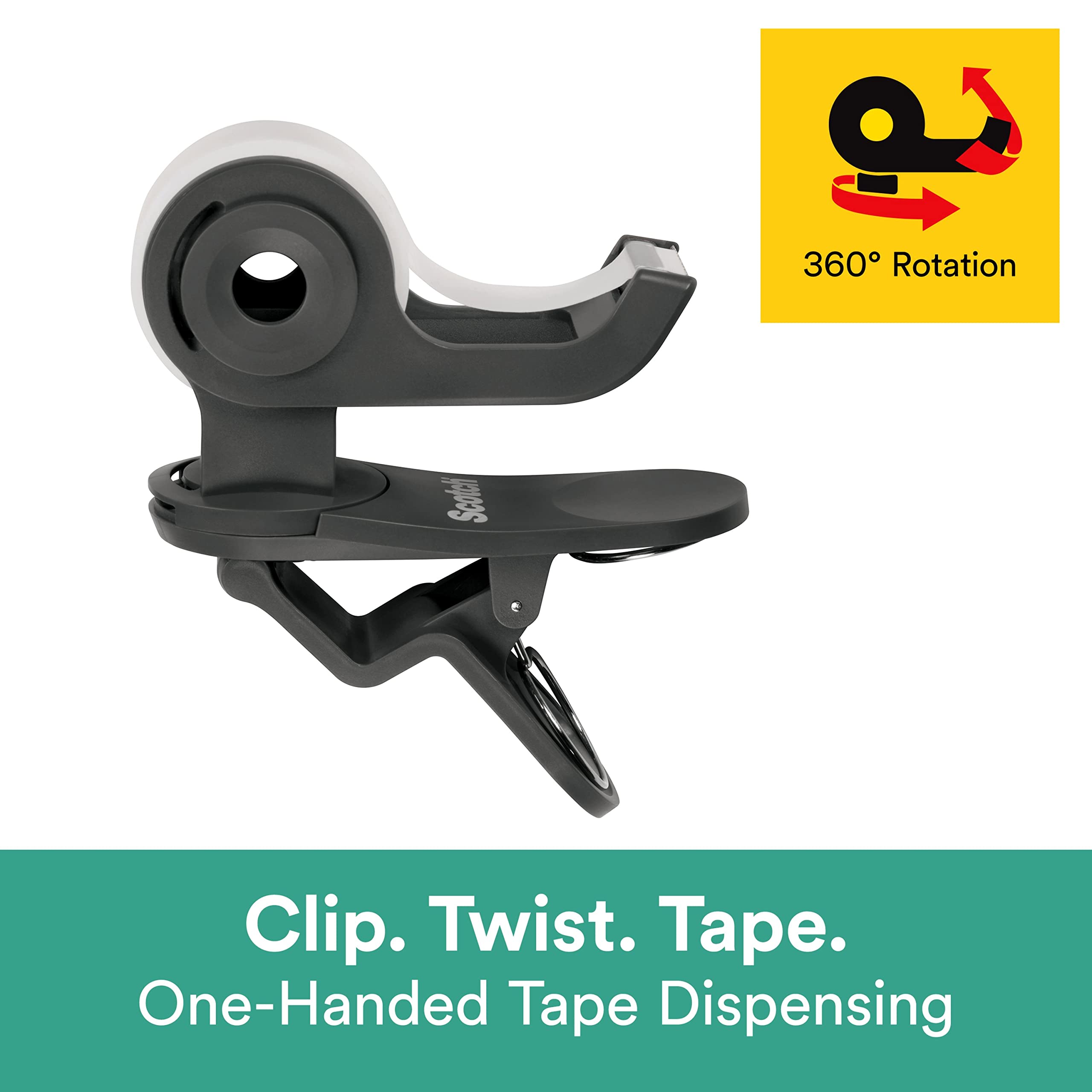Scotch Desktop Tape Dispenser, Great for Gift Wrapping, 1 Dispenser (C19-CLIP-CCW),Black