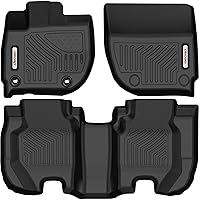 Floor Mats Compatible with 2015-2020 Honda Fit, Custom Fit Front & 2nd Row Liner Set, Black TPE All-Weather Guard