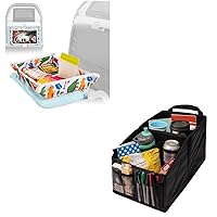 Lusso Gear Kids Tray Table Cover - Dinos and Car Seat Organizer - Black
