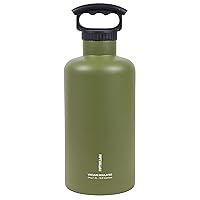 FIFTY-FIFTY Growler, Double Wall Vacuum Insulated Water Bottle, Stainless Steel, 3 Finger Cap w/Standard Top, 64oz/1.9L