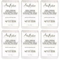 Shea Butter Body Wash Bar Soap, Cleansing Skin Care to Soften & Restore, 100% Virgin Coconut Oil with Coconut Milk, Shea Butter & Acacia Senegal, 8 Oz Bar - 6 pack