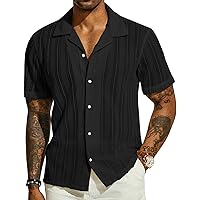 PJ PAUL JONES Men's Casual Button Down Shirts Cuban Collar Summer Beach Shirts