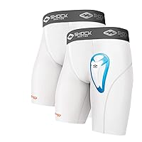 Shock Doctor (2 Pack) Compression Shorts Briefs with Bio-Flex Protective Cup. Youth / Boy Baseball, Hockey, Softball, Lacrosse, Football, Soccer etc.