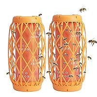 Wasp Traps Outdoor Hanging, Bee Traps for Outdoor Orange Jacket Trap, Bees Catcher Trap, Sticky Fly Bug Insect Deterrent Killer 2 Pack
