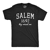 Mens Salem Mass 1692 They Missed One T Shirt Funny Halloween Witch Hunt Joke Tee for Guys