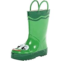 Western Chief Boys Waterproof Printed Rain Boot with Easy Pull On Handles, Fritz The Frog, 6 M US Toddler