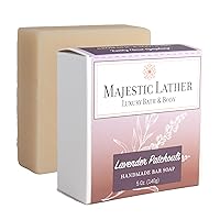 Lavender Patchouli Luxury Handmade Bar Soap for Face & Body. Gentle Cleansing, Soothing, Moisturizing & Nourishing - Shea Butter & Natural Oils. Cold Process. Vegan. For All Skin Types.5.0 Oz.