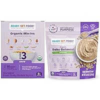 Ready Set Food! | Organic Mix-ins and Oatmeal Variety Pack | Stage 3 Mix-ins - 30 Days + Oatmeal Cereal, Original, 15 Servings | Top 9 Allergens (Peanut, Egg, Milk, Cashew, Almond, Walnut & more)