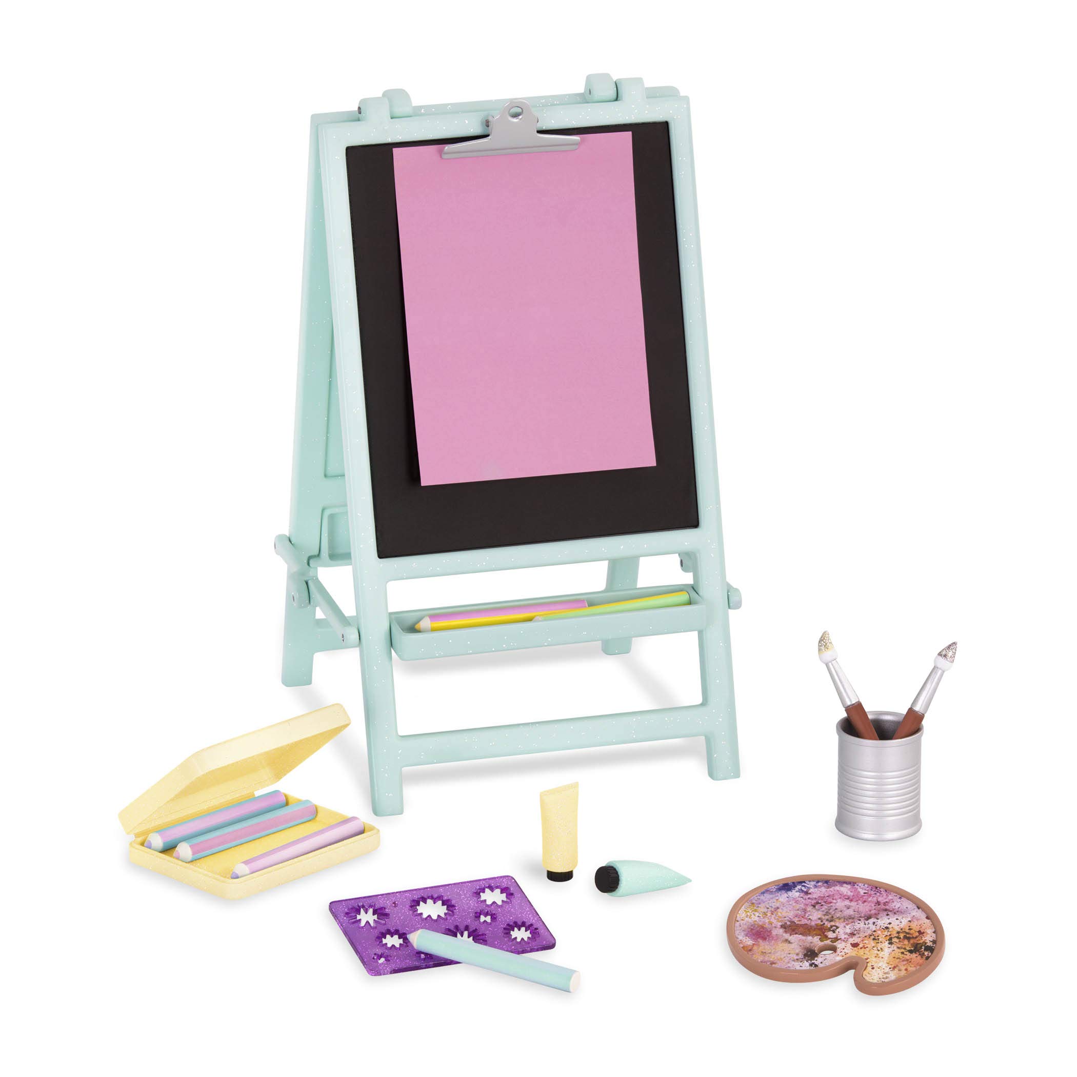 Glitter Girls by Battat – Creative Art Kit Chalkboard Easel Accessory Set – 14-inch Doll Clothes and Accessories for Girls Age 3 and Up – Children’s Toys, 14 inches , Black