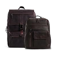 VELEZ Dark Brown Top Grain Leather Backpack + Laptop Bag For Men