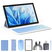 Tablet 2 in 1 Tablets 10 inch Android 12 Tablet Set with Keyboard Case Mouse Stylus Film, 4GB+64GB Tablets 10.1