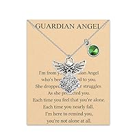 Guardian Angel Birthstone Necklace 12 Months Birthstone Pendants Angel Necklace Birthstone Jewelry for Women Girls