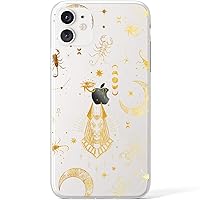 Clear Case Compatible with iPhone 15 14 13 Pro Max 12 Mini 11 SE Xr Xs 8 Plus 7 6s Flexible TPU Lightweight Moon Silicone Design Anubis Pattern Scorpio Protective Cover Egyptian Boho Eye Slim