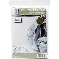 Tobin Stamped Pillowcase Pair for Embroidery, 20 by 30-Inch, Reflections