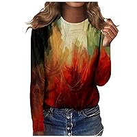 FYUAHI Women's Fashion Casual Long Sleeve Tops Butterfly Print Round Neck Pullover Top Fall Womens Blouse 2023
