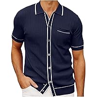 Men's Solid Casual Short Sleeve Tops Comfy Lightweight Summer Outfits Daily Lounge Resort Beach Shirt with Pockets