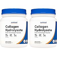 Nutricost Pure Collagen Hydrolysate (Bovine) Powder (2 Pack) - Grass Fed Bovine Collagen, 1LB Per Bottle