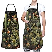 Waterproof Apron for Men Women Green and Brown Spots Pattern Floral Aprons with Pocket Chef Aprons Bibs For Cooking