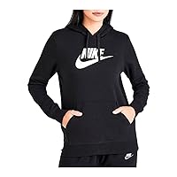 Nike Women's Sportswear Club Fleece Logo Pullover Hoodie, Black/White, Medium