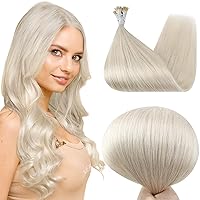 Full Shine I Tip Hair Extensions Fusion Extensions White Blonde #1000 Stick Tip Hair Extensions 16 Inch I Tip Extensions Human Hair 0.8g Per Strand Ombre Tip Keratin Extensions 40g 50s