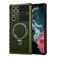 Samsung Galaxy S22 Ultra Magnetic Case [Compatible with MagSafe] Samsung Galaxy S22 Ultra Case with Ring Kickstand, Military Grade Heavy Duty Case for Samsung S22 Ultra, Green