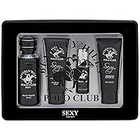 Beverly Hills Polo Club BHPC Sexy Cologne Gift Set for Men | 3.4oz Eau de Toilette, Aftershave, Shower Gel Fragrances