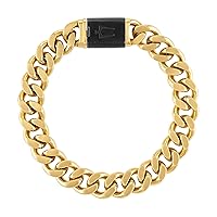 Bulova Men's Jewelry Classic Gold Tone Curb Chain Bracelet, Stainless Steel 13MM Bracelet, 8.5