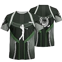 Customizable Golf Novelty T Shirt Print Top with Golf Ball and Green Square Pattern Graphic On it for Golf Lover