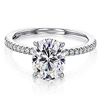 MRENITE 10K 14K 18K 1-2 Carat Oval Cut Moissanite Engagement Rings for Women D Color Solitaire Oval Moissnite Promise Anniversary Ring Jewelry Gift for Her