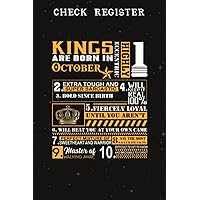 Check Register :Birthday Gifts - Kings Are Born In October: Gifts for Grandpa:Simple Check Register Checkbook Registers Check and Debit Card Register ... ... Ledgers Account Tracker Check Log Book,Bi