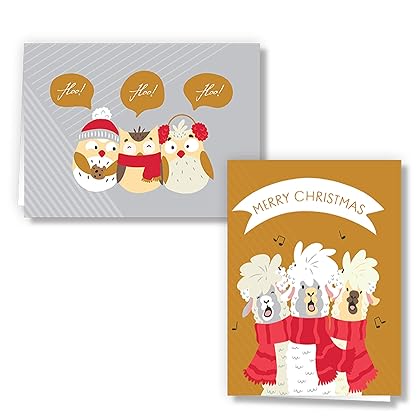 72 Piece Cute Animal Wintertime Greeting Cards Collection with 6 Unique Festive Designs & Envelopes for Winter Christmas Season, Holiday Gift Giving, Xmas Gifts Cards.