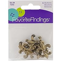 Blumenthal Lansing Buttons, 6 Fleur Di Lis Shaped, For Sewing or Craft Projects, All One Shape and Size - Gold