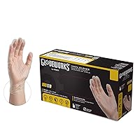 GLOVEWORKS Clear Vinyl Light-Industrial Disposable Gloves, 3 Mil, Food-Safe, Latex & Powder-Free, Large, Box of 100