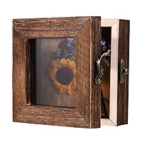 Shadow Box 3D Picture Frame Wood Display Case with Clear Acrylic Top Display Box 4x4in Display Case Box Picture Frame for Objects Photos Artworks Memories Flowers Crafts