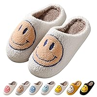 Smile Face Slippers fpr Women Happy face slippers Retro Soft Plush Warm Slip-on Slippers, Cozy Indoor Outdoor Slippers