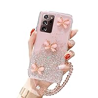Shiny Butterfly Fashion Phone Case for Samsung Galaxy A33 A53 A73 5G A32 A42 A22 A13 A52 A72 A51 A71 4G, with Bracelet Back Cover(A33 5G,Pink)