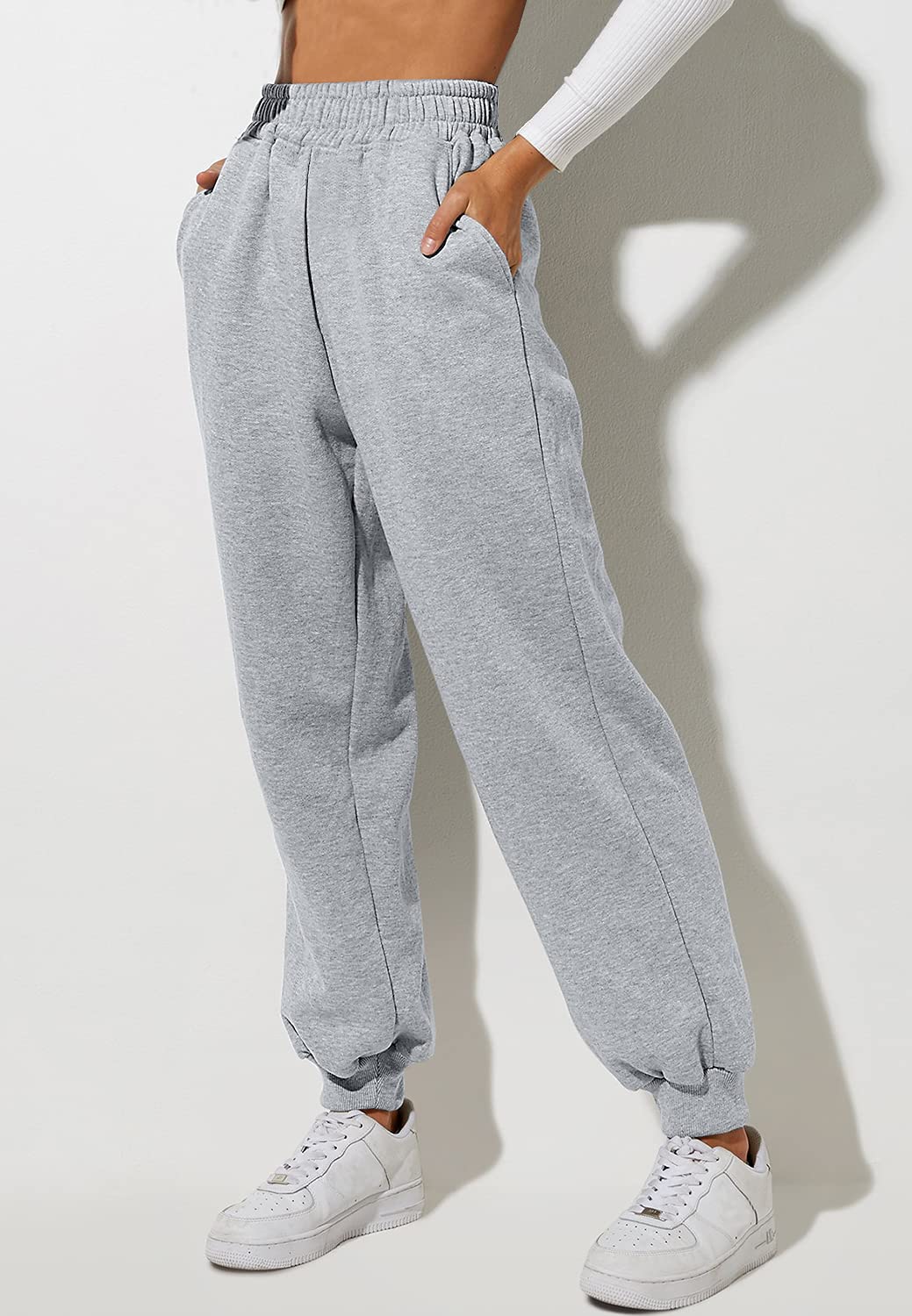 Yovela Womens High Waisted Baggy Sweatpants 2023 Fall Jogger Pants Y2k Trendy Lounge Trousers with Pockets